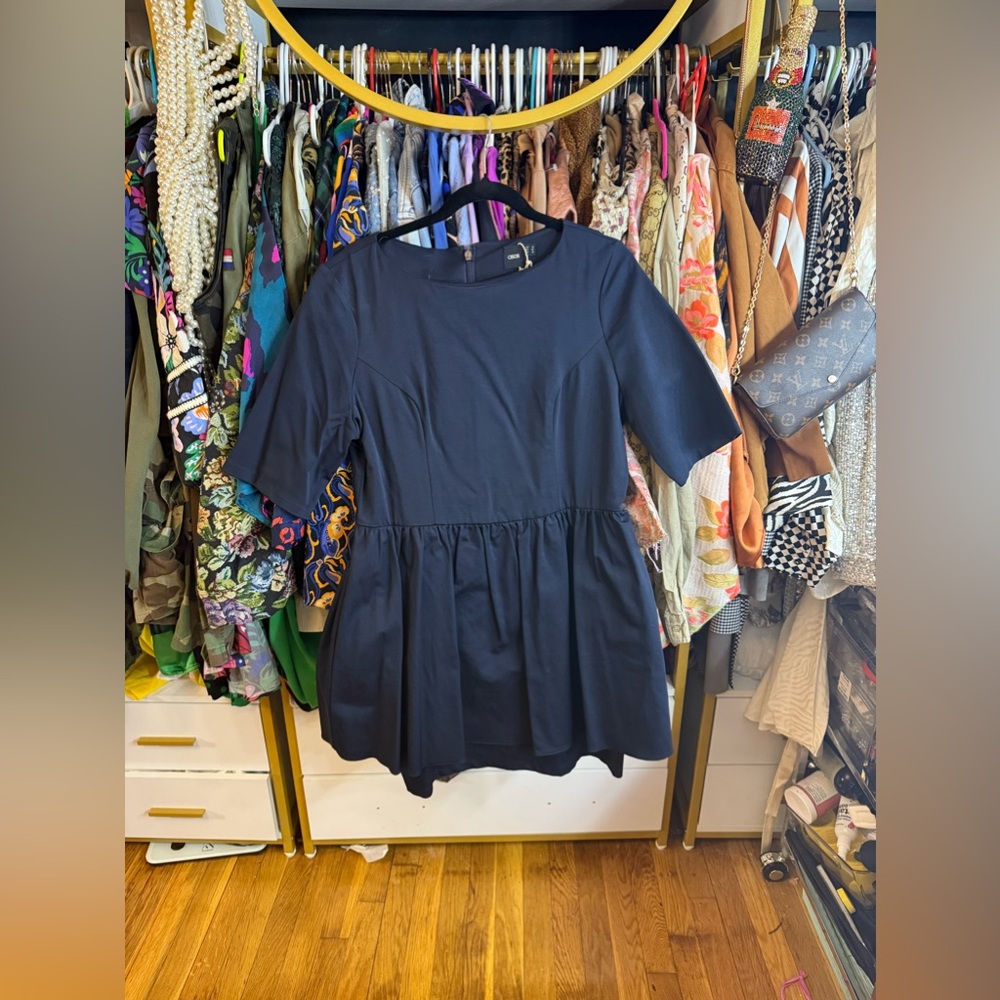 ASOS DESIGN Navy Skater Dress with 3/4 Sleeves - Size 12 (New)
